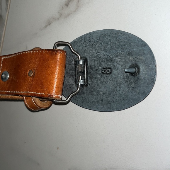 Perlman-Rocque Lemont IL Silver Trucking Buckle On A Made In Mexico Rooster Belt - Picture 9 of 9